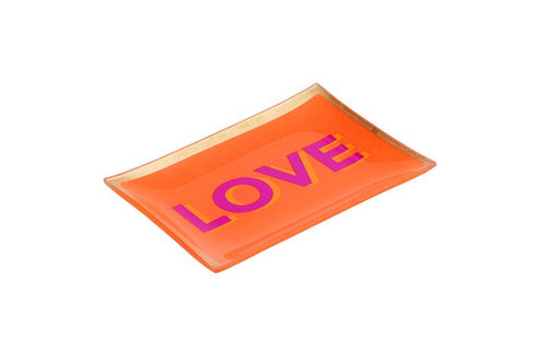 Love Plate/ Glasteller "Love" mit Goldrand