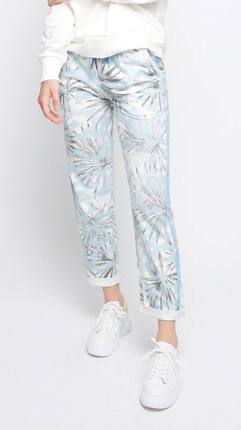 Joggingpant Flowerprint light blue