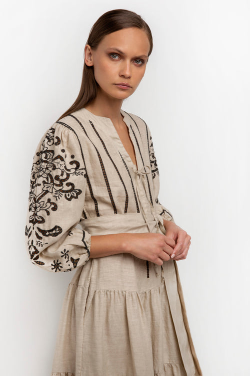 Dress Tinos long sand/black