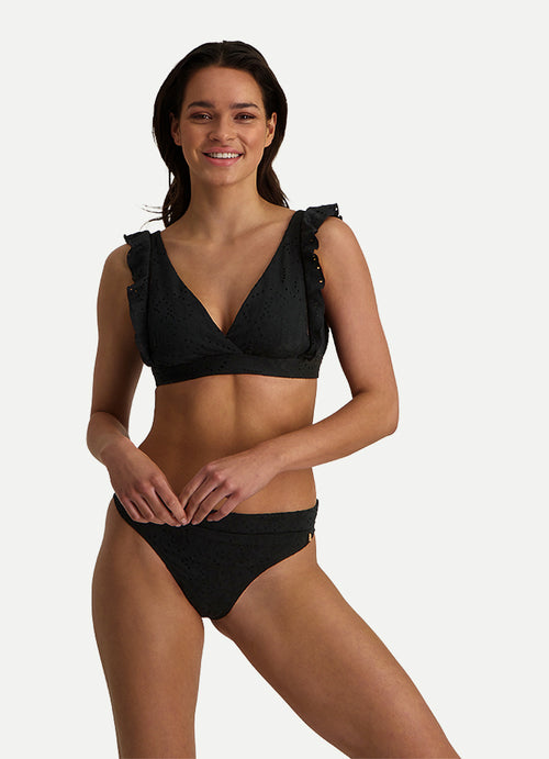 Bikini Black Embroidery Rüschen Cup B