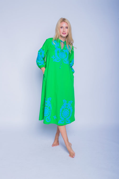 Tunika Dress "Ornament Love" Cotton grün/türkis