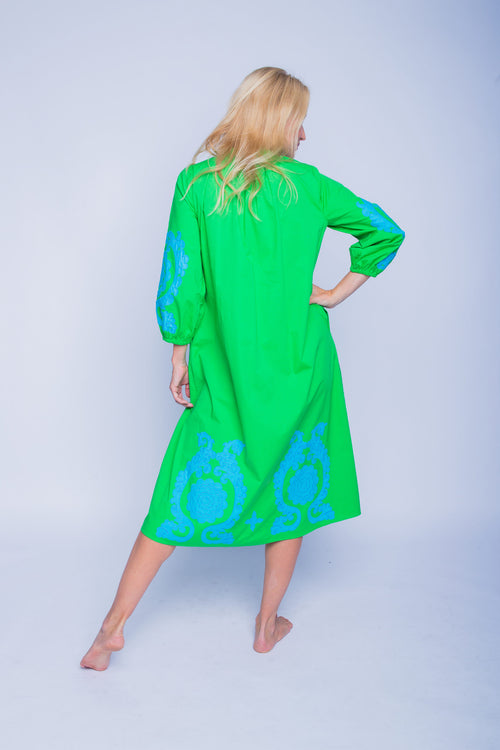 Tunika Dress "Ornament Love" Cotton grün/türkis