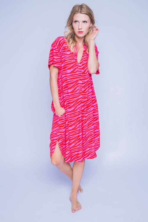 Kleid Red Pink Zebra