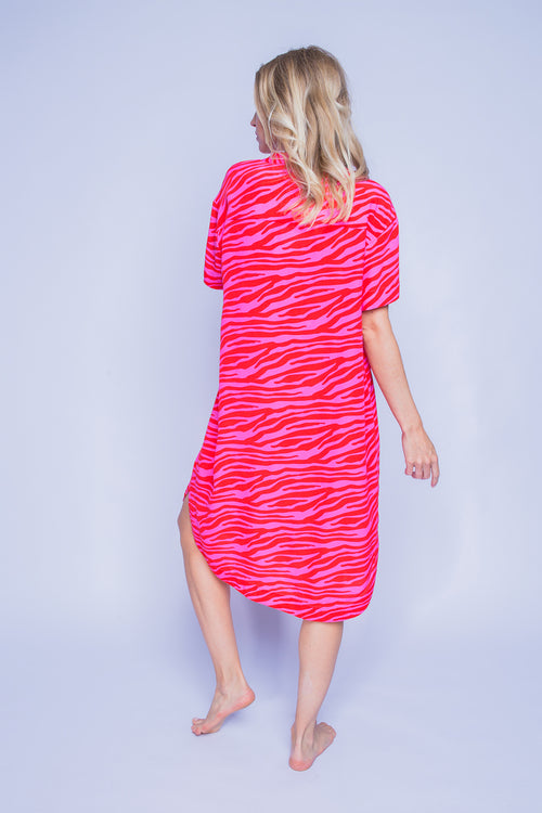Kleid Red Pink Zebra