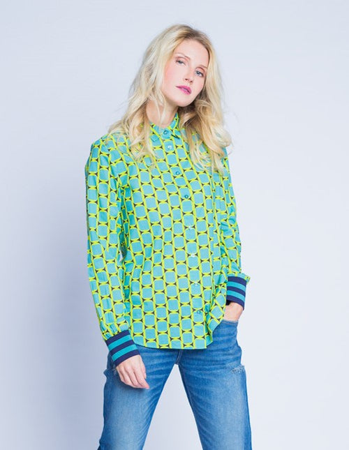 Bluse Grafik green/turquoise