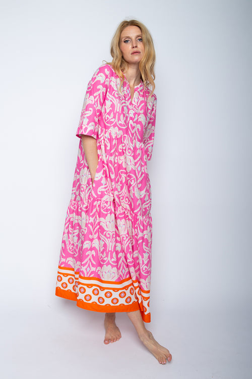 Emily Boho Stufen Dress pink/orange Border