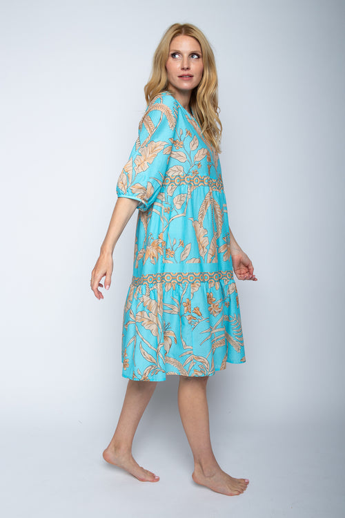 Emily Kleid "Leaves" sand/aqua