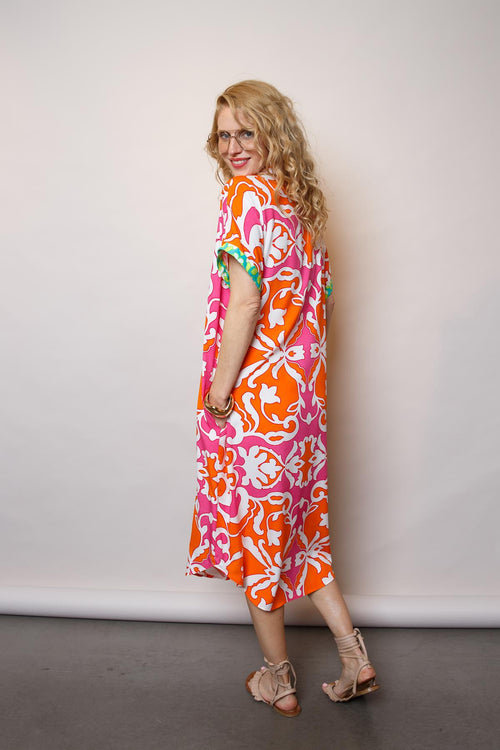 Emily Tunika Dress Midi pink/orange