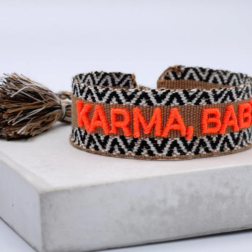 Webarmband "Karma Baby" camel/neon coral