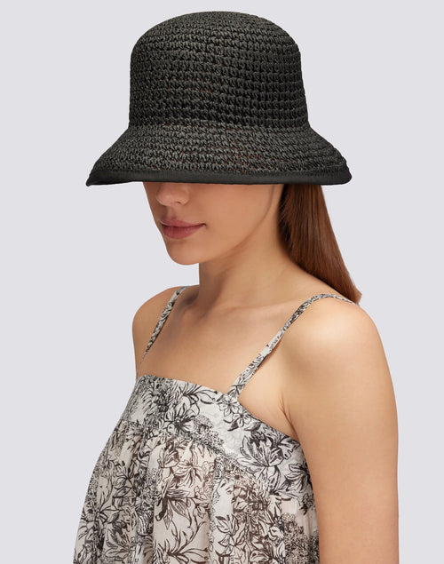 Fischerhut "Stroh" schwarz