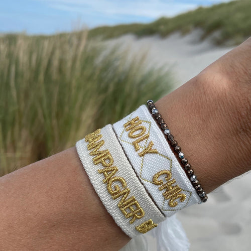 Webarmband "Champagner Baby" offwhite/gold