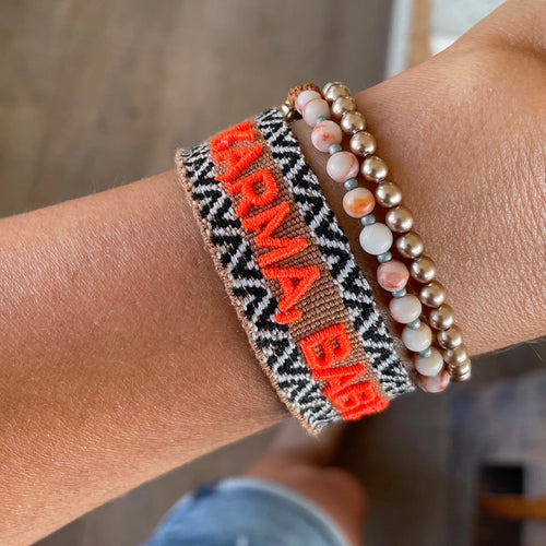 Webarmband "Karma Baby" camel/neon coral