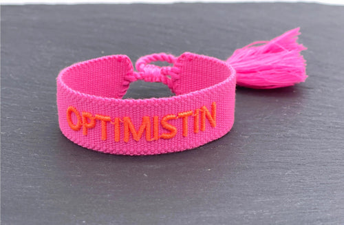 Webarmband "Optimistin" neon pink/orange