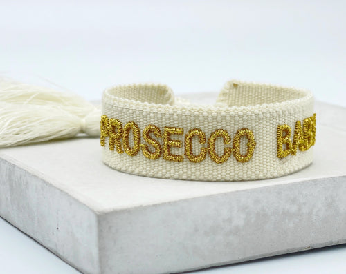 Webarmband "Prosecco Baby" offwhite/gold