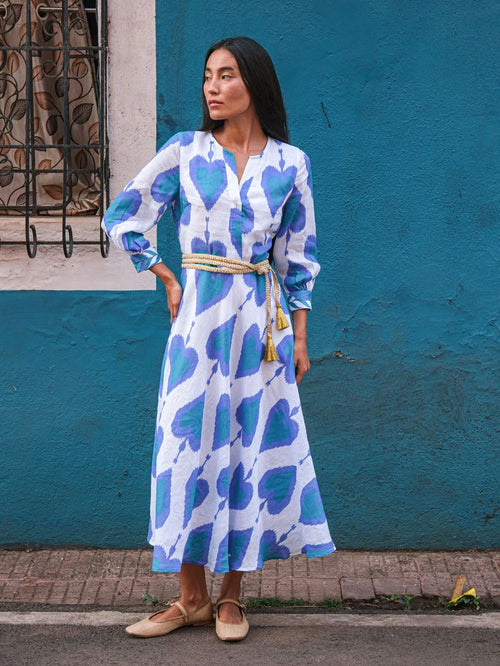 Azurite Dress Ikat Petrol