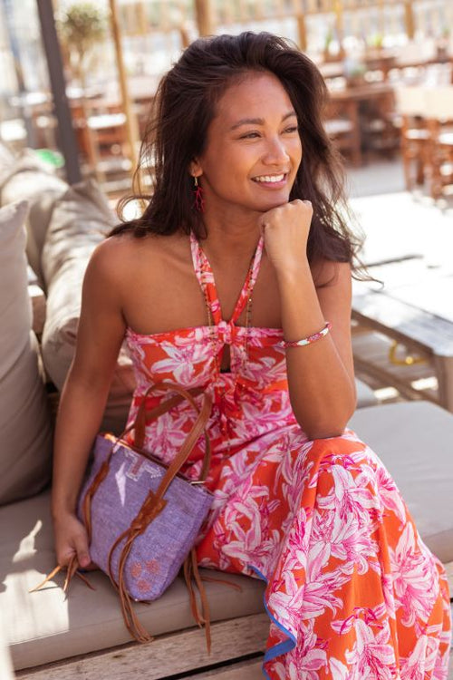 Beach Neckholder Dress "Orange Lillies"