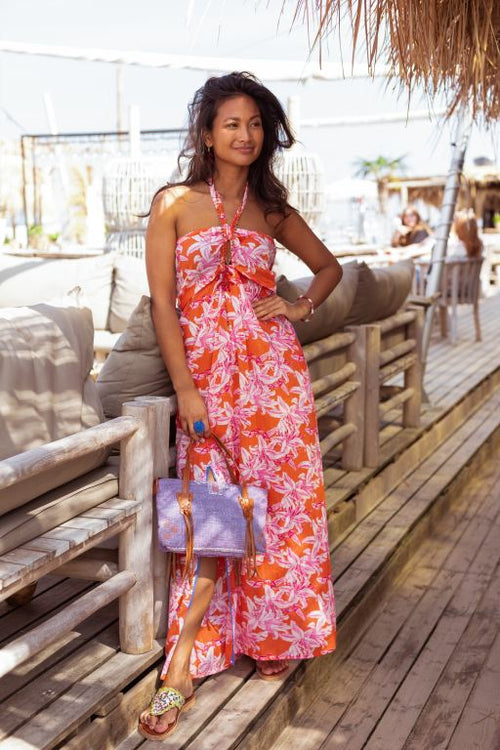 Beach Neckholder Dress "Orange Lillies"