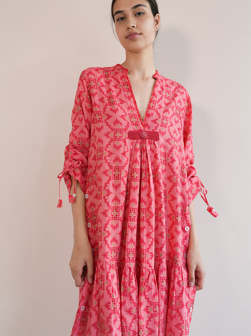 Catmint Dress coral ikat