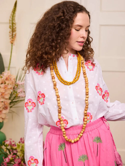 Columbia Blouse "White Jacquard/Flowerbunch"