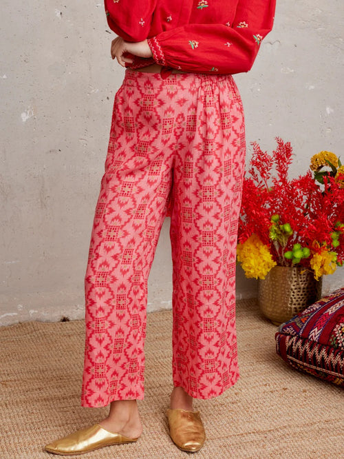 Hose Fennel coral ikat