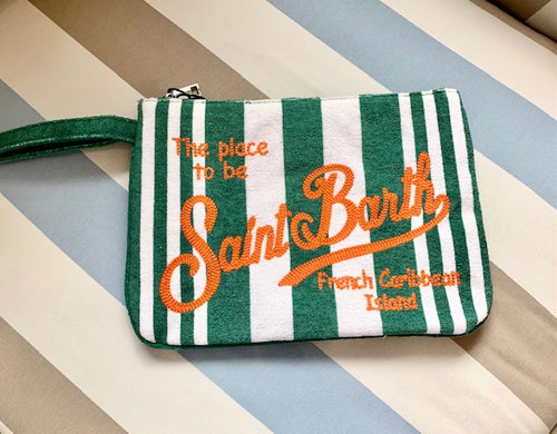 Pochette Frottee Stripes green