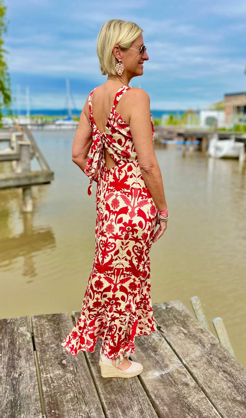 Seidendress Viola "red Flowers"