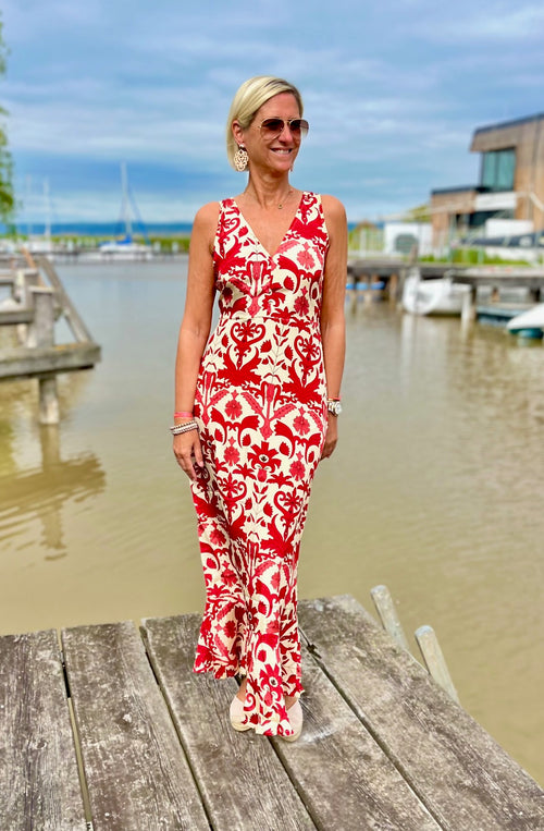 Seidendress Viola "red Flowers"