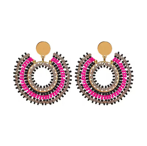 Ohrstecker Beads "Grey/Pink Circle"