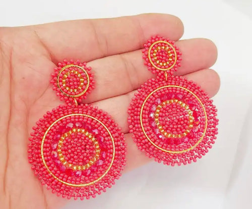 Ohrstecker Beads "Double Red"