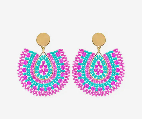 Ohrstecker Beads "Summerdrops" pink/türkis