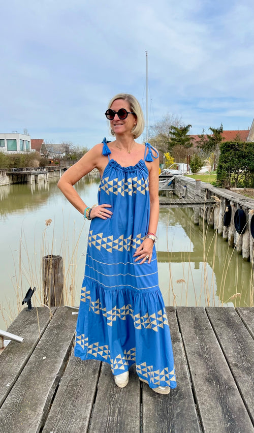 Dress Trigono long indigo/gold