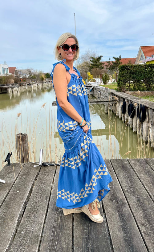 Dress Trigono long indigo/gold