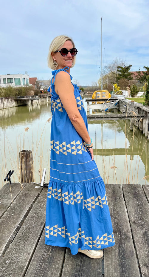 Dress Trigono long indigo/gold