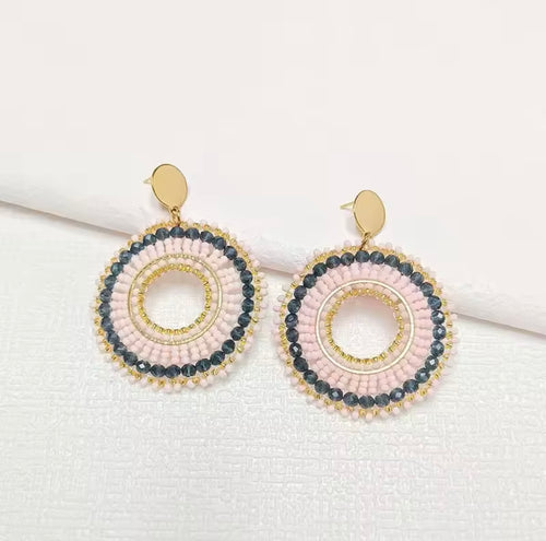 Ohrstecker Beads "rose/smaragd Circle"