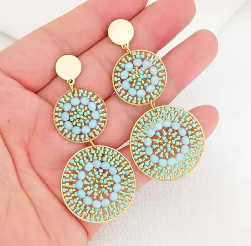 Ohrstecker Beads " Double Aqua Explosion"