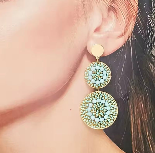 Ohrstecker Beads " Double Aqua Explosion"