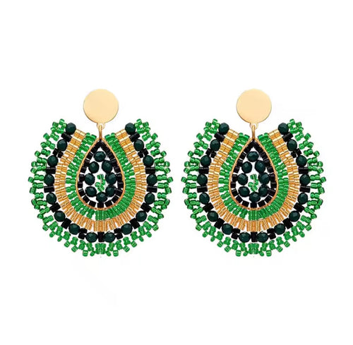 Ohrstecker Beads "Drops" green/gold