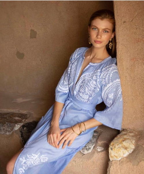 Midi Linen Dress Areti blue