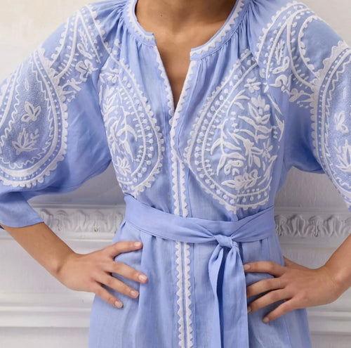 Midi Linen Dress Areti blue