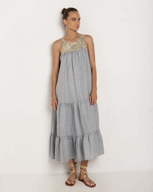 Leinen Midi Dress "Triangel"