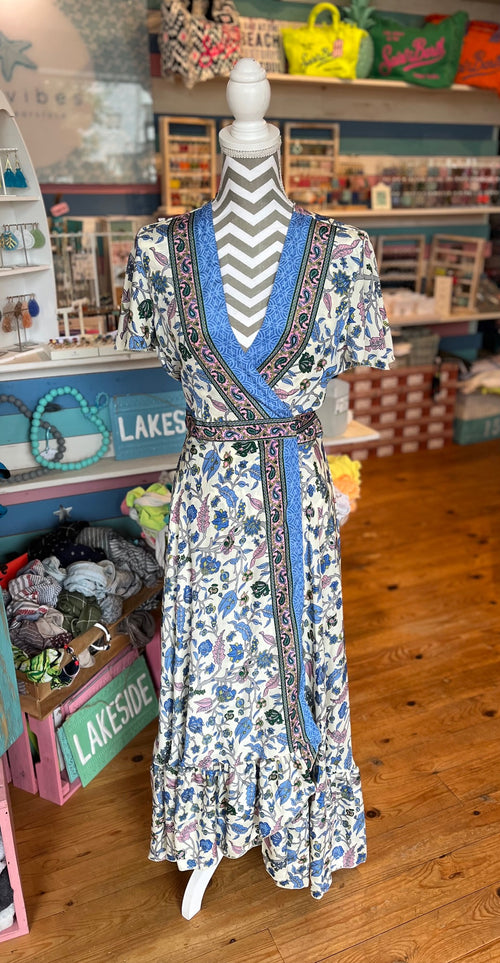 Seiden Wickeldress Jeanne blue