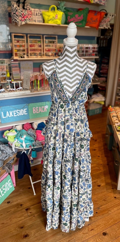 Seiden Maxidress Sicily blue