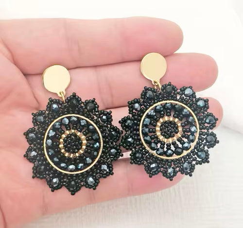 Ohrstecker Beads "Black Sun"