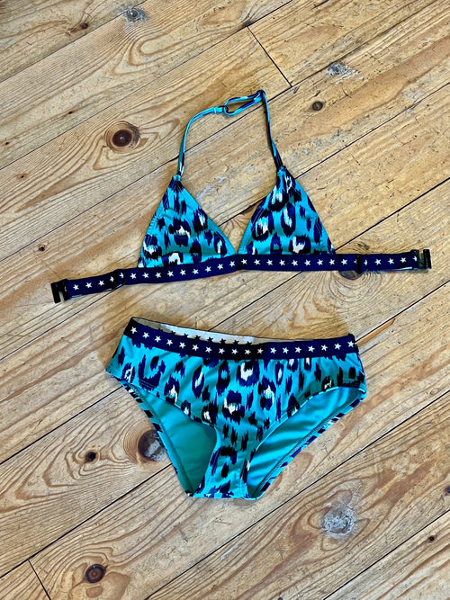 Girls Bikini Green Leopard Triangel