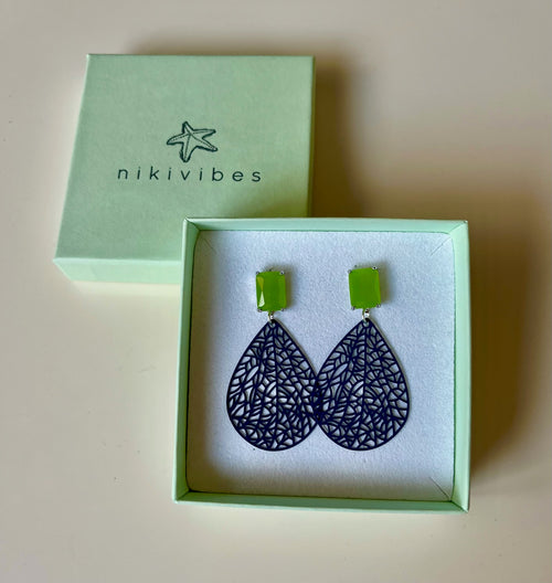 Ohrringe "Bi Colour" silber navy/light green