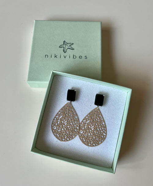 Ohrringe "Bi Colour" silber beige/black