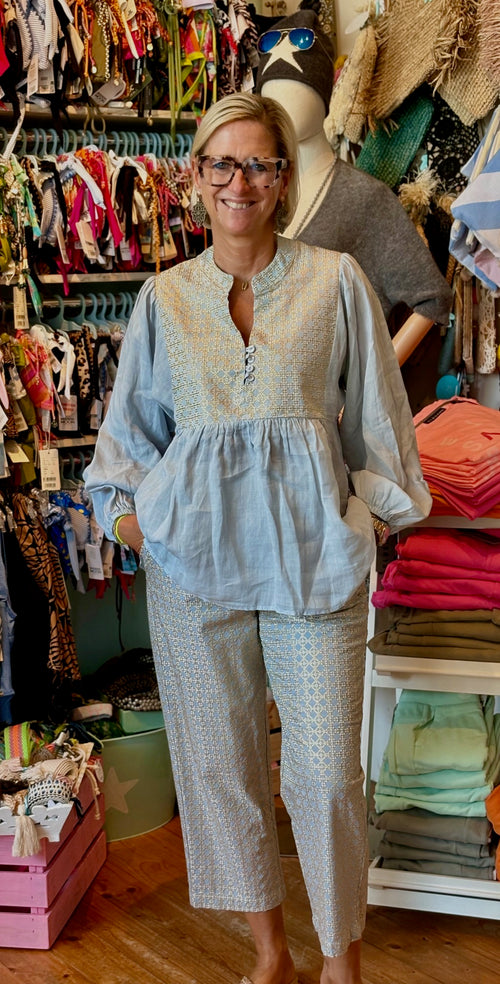 Bluse Cross light grey/gold