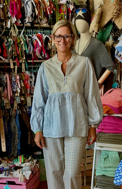 Bluse Cross light grey/gold