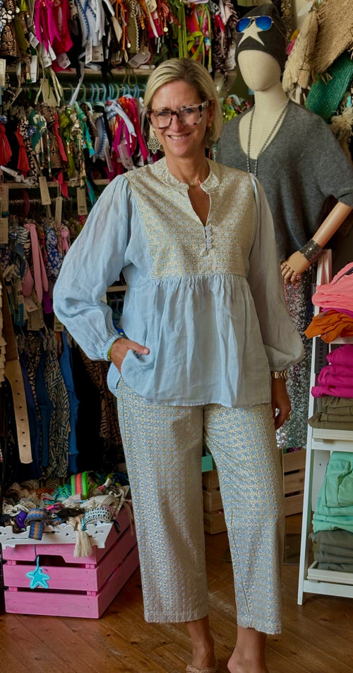 Bluse Cross light grey/gold