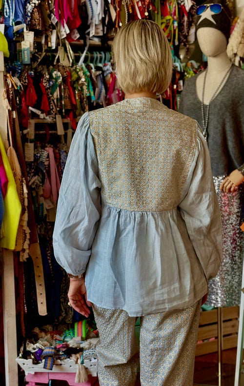 Bluse Cross light grey/gold